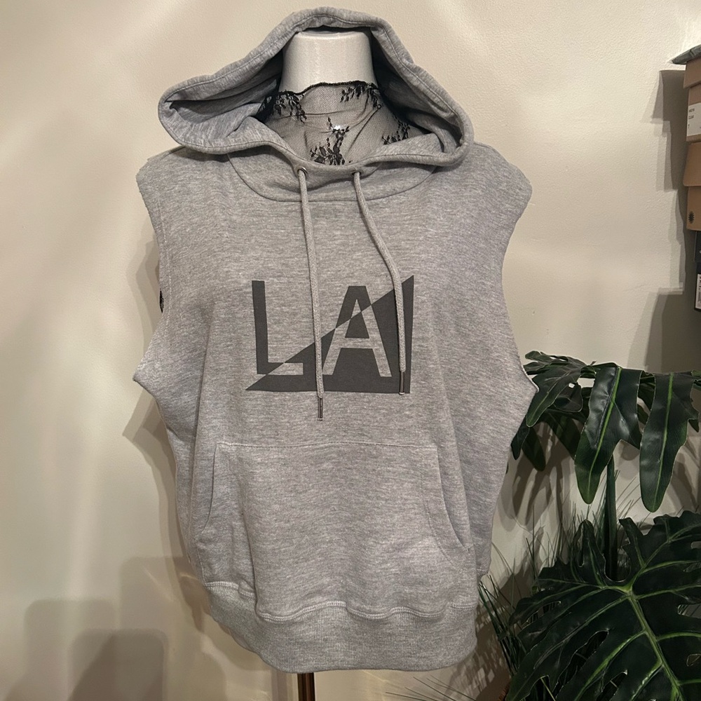 Gray Sleeveless Hoodie with LA Logo